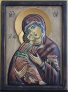 Icoana sculptata si pictata Maica Domnului din Vladimir